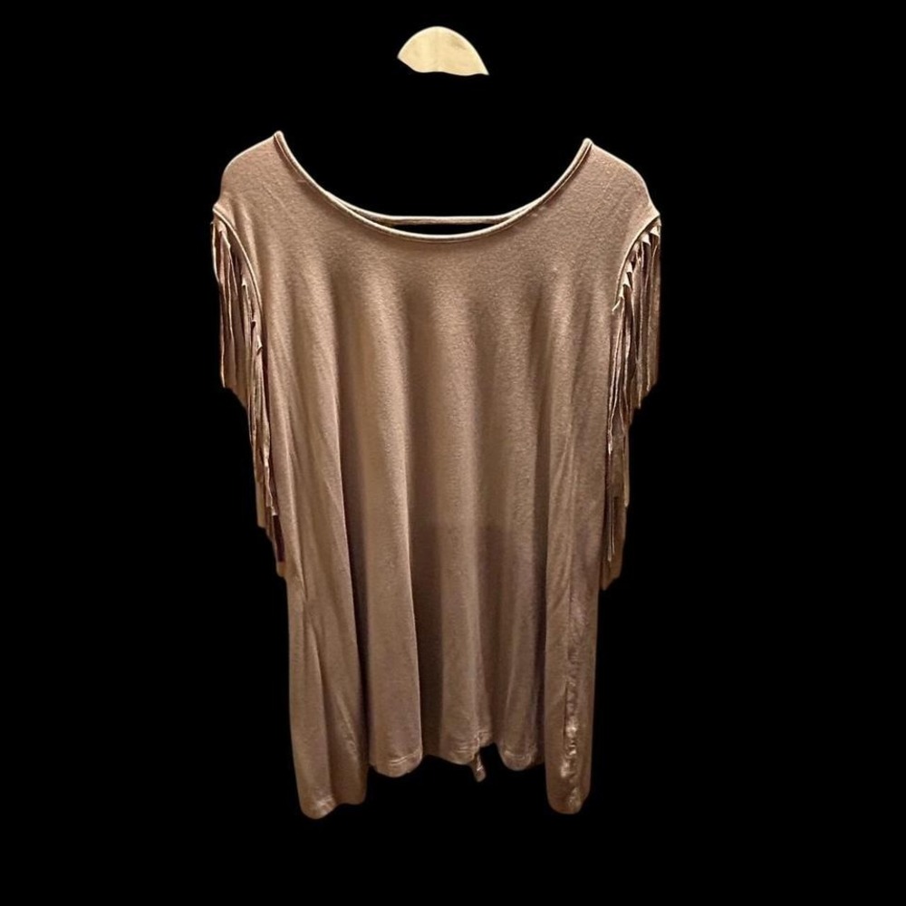 NWOT Avenue Womens Dusty Rose Shirt with Fringe Sleeves Plus Size 18/20 T31-7
